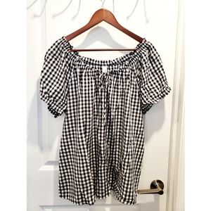 Gingham Puff Sleeve Tee
